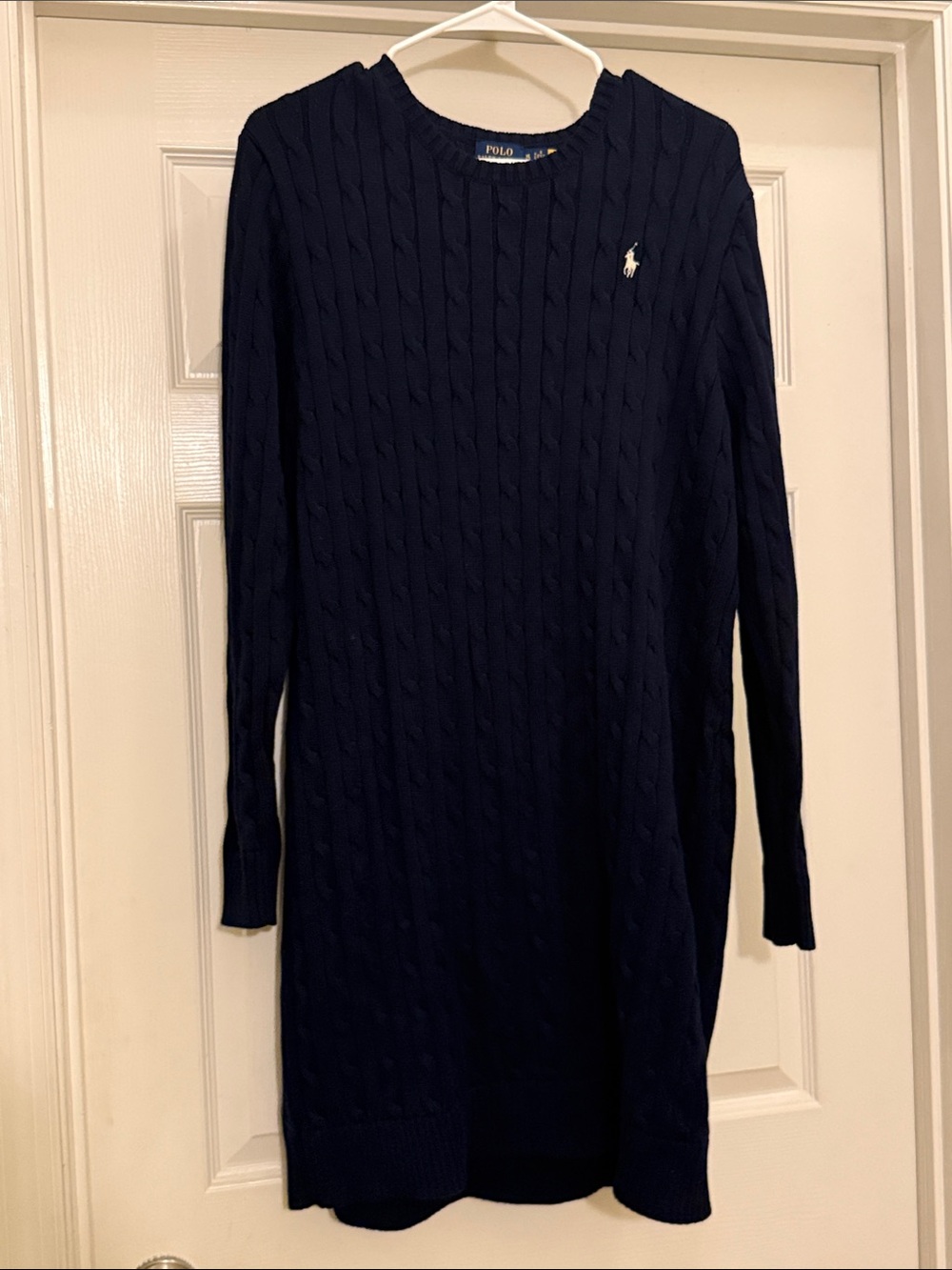 Ralph Lauren Navy Cable-Knit Long Sleeve Dress